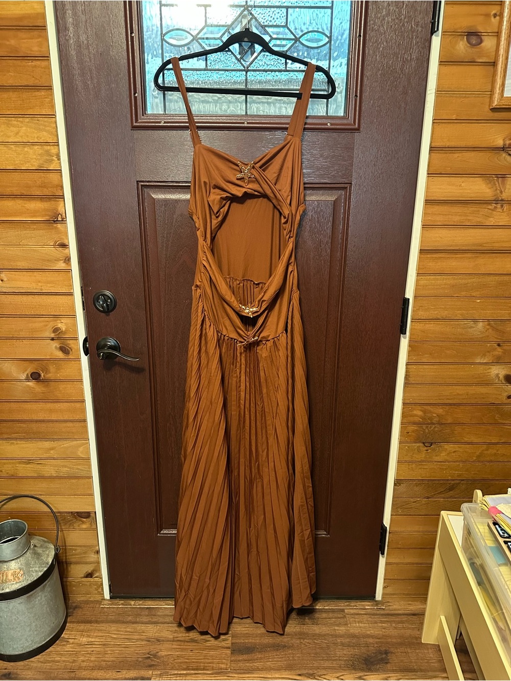 SHEIN Rust Brown Cutout Maxi Dress